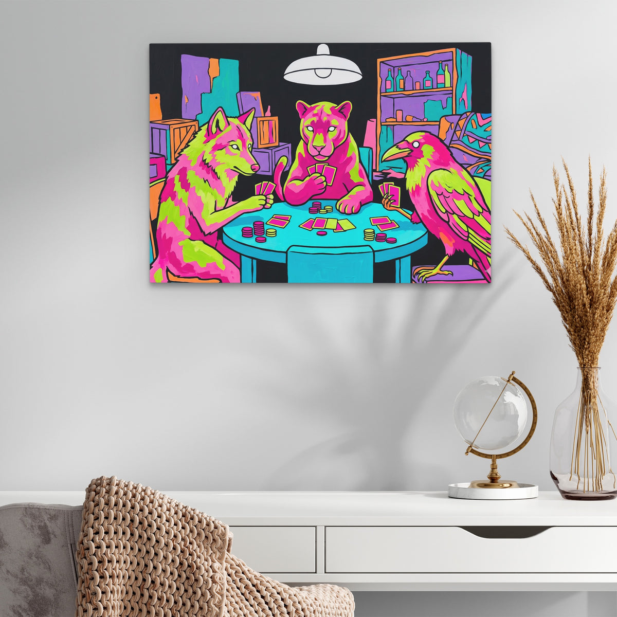 Neon Poker Night — Neon Poker Night White Office Glass land 294