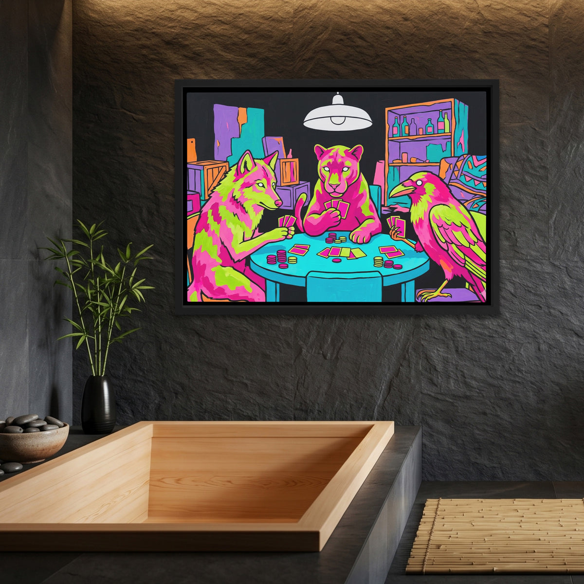 Neon Poker Night — Neon Poker Night Bamboo Bathroom Land 34