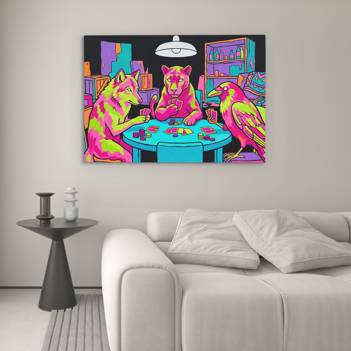 Neon Poker Night — Neon Poker Night Luxury White Couch 194