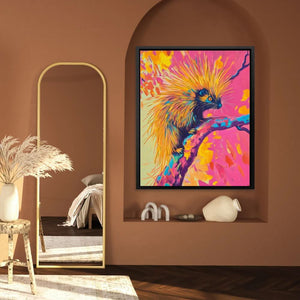 Neon Porcupine Glow - Colorful Canvas Wall Art