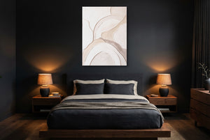 Neutral Sculpted Curves — neutral sculpted curves bedroom with dark walls 1port flush print