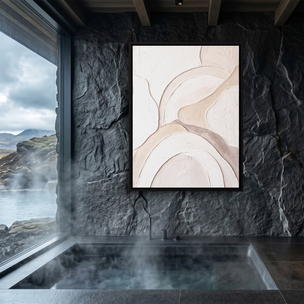 Neutral Sculpted Curves — neutral sculpted curves sq sauna dark 1port framed black