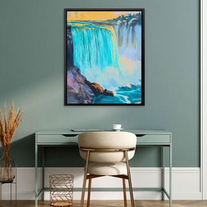 Niagara Falls in Gold and Blue - Landscapes Art for Hallway