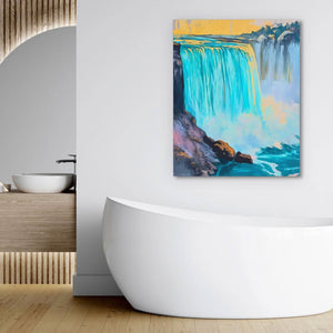 Niagara Falls in Gold and Blue - Wall Art in Black Frame