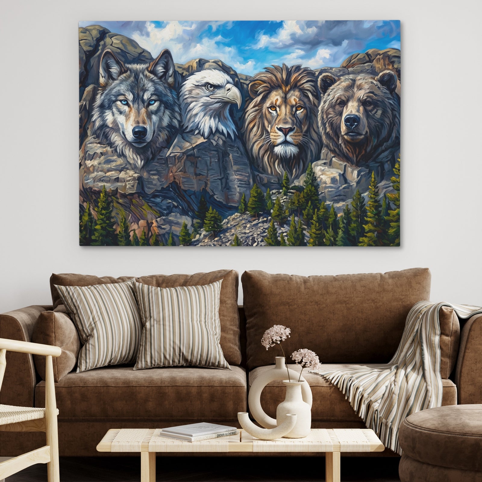 Noble Beasts Carved canvas wall art
