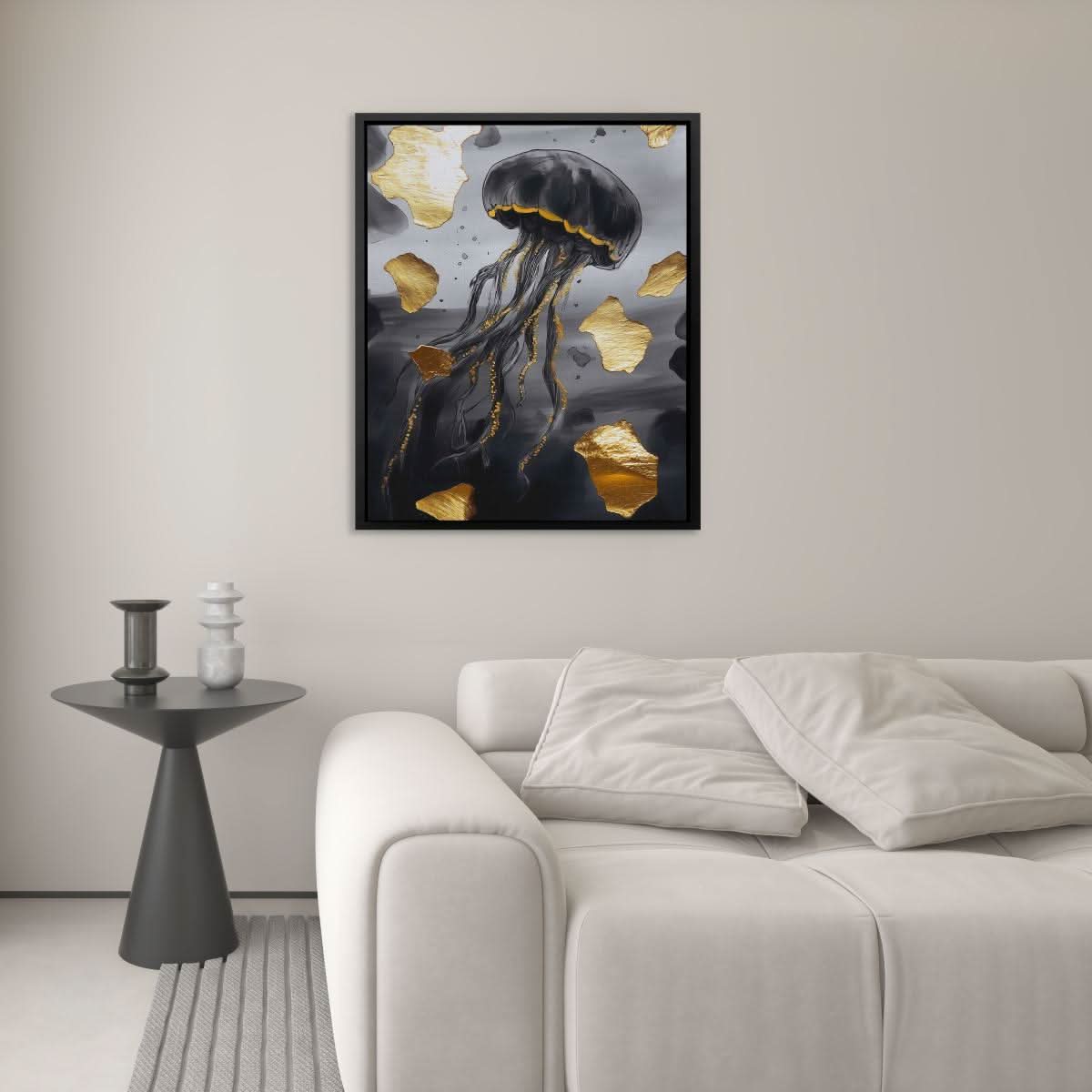 Noir Gold Jellyfish - Luxury Wall Art