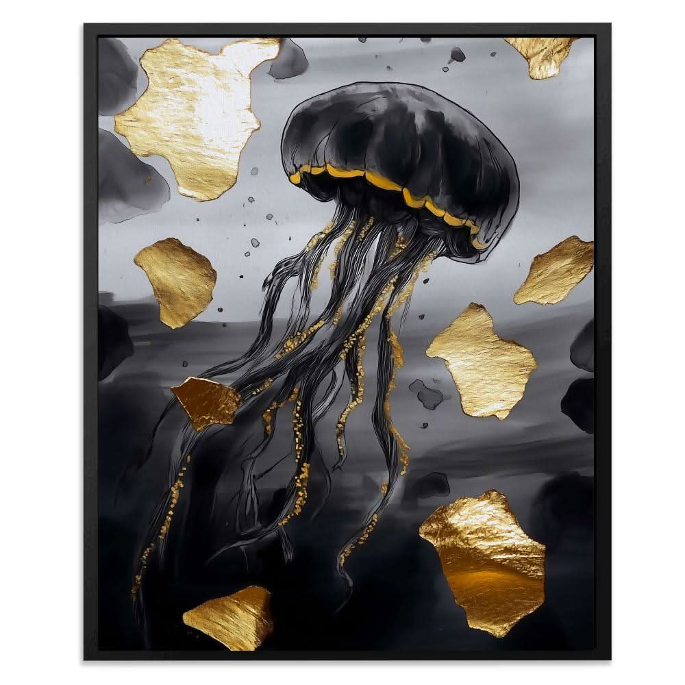 Noir Gold Jellyfish - Luxury Wall Art