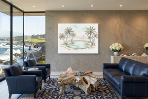 Oasis Pyramid Desert — oasis pyramid desert living room with ocean view 1land flush print