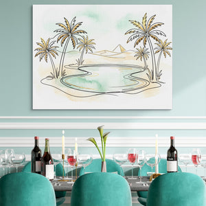 Oasis Pyramid Desert — oasis pyramid desert sq teal dining room 1land flush print