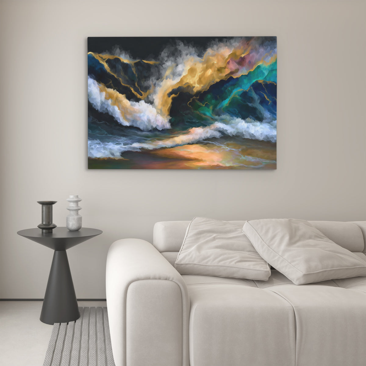 Oceanic Waves Turbulent — Oceanic Waves Turbulent Luxury White Couch 199