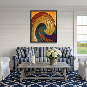 Ochre Wave Momentum canvas wall art, room view