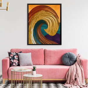 Ochre Wave Momentum canvas wall art, room view