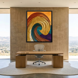 Ochre Wave Momentum canvas wall art, room view