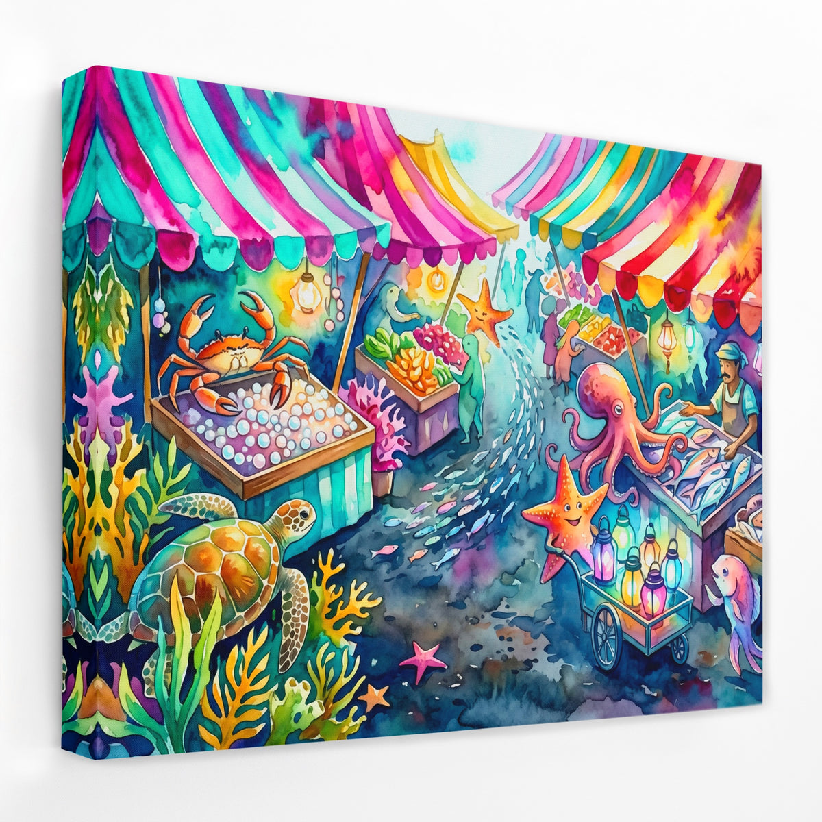 Octopus Bioluminescent Bazaar — Octopus Bioluminescent Bazaar Landscape   Side View   Mirror Wrap 188