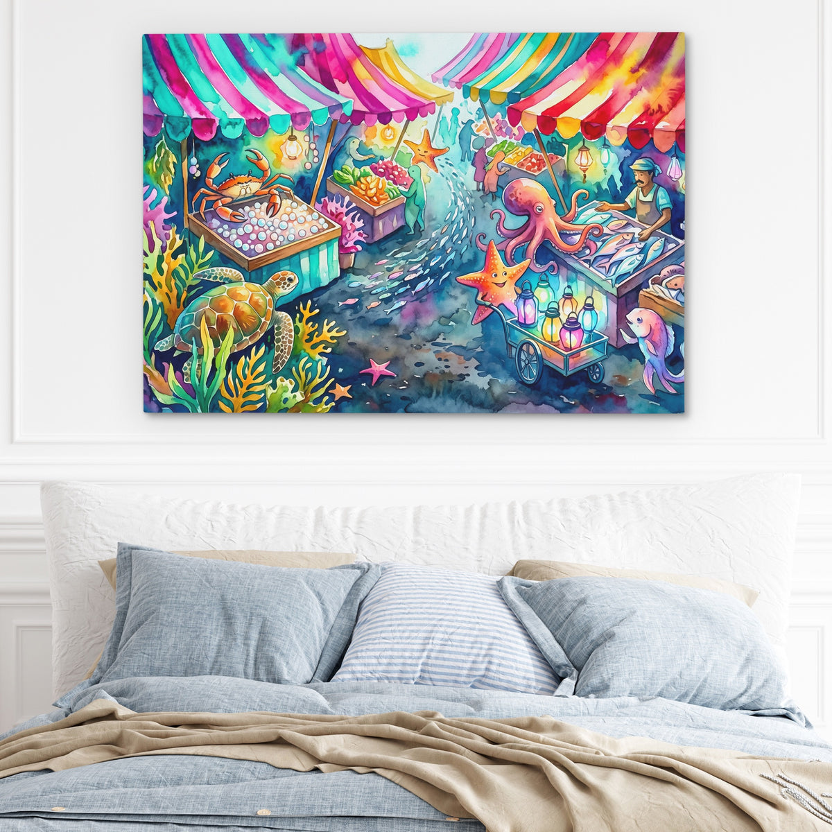 Octopus Bioluminescent Bazaar — Octopus Bioluminescent Bazaar Light Blue Bed 210