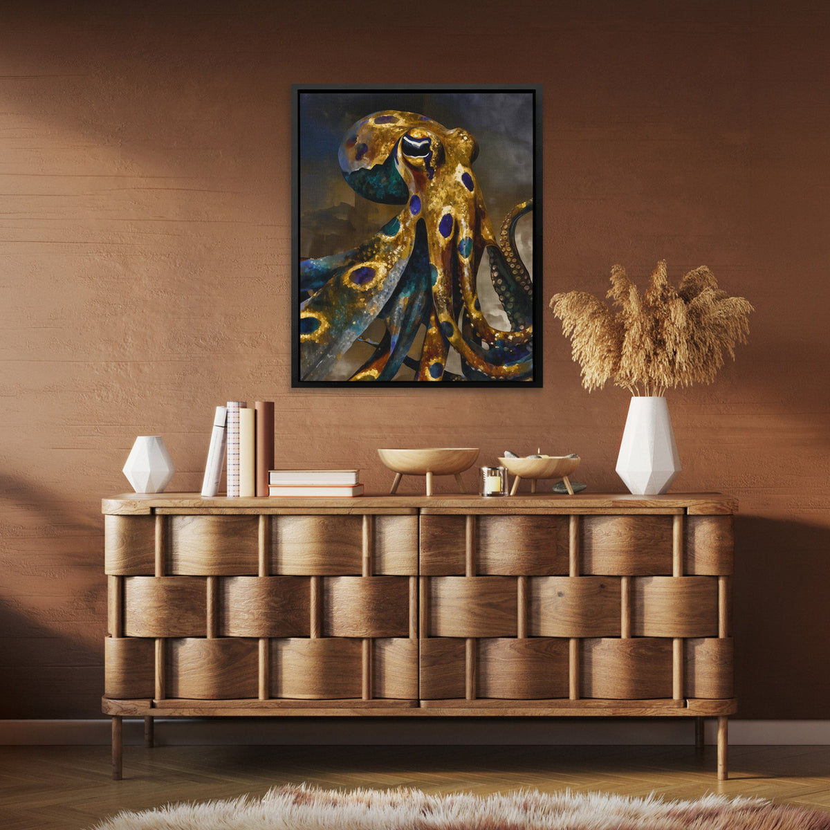 Octopus Golden Depths - Luxury Wall Art
