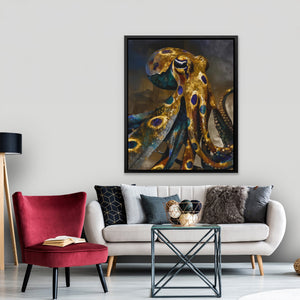 Octopus Golden Depths - Luxury Wall Art