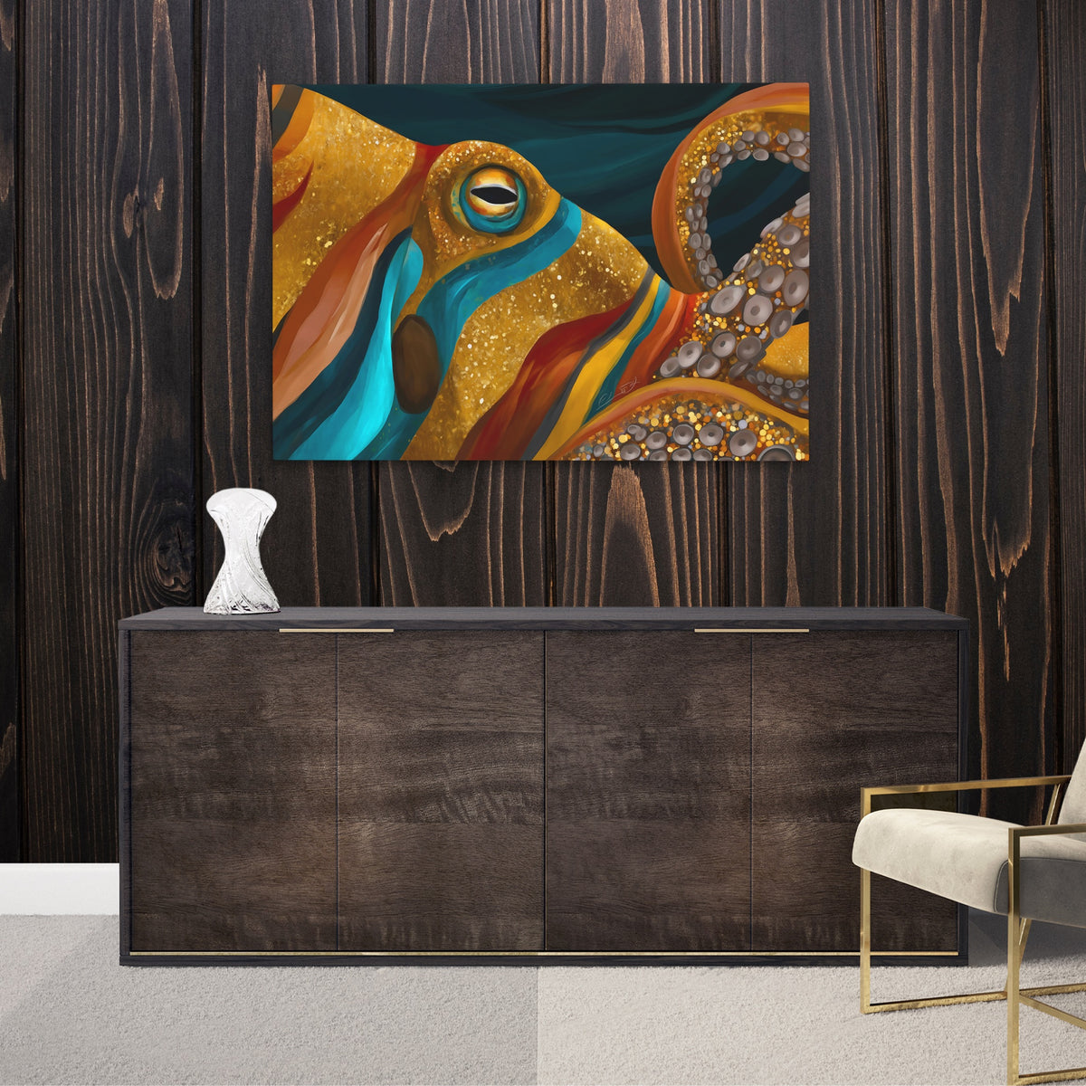 Octopus Luminous Depths — Octopus Luminous Depths Luxurious Room Wood Walls 172