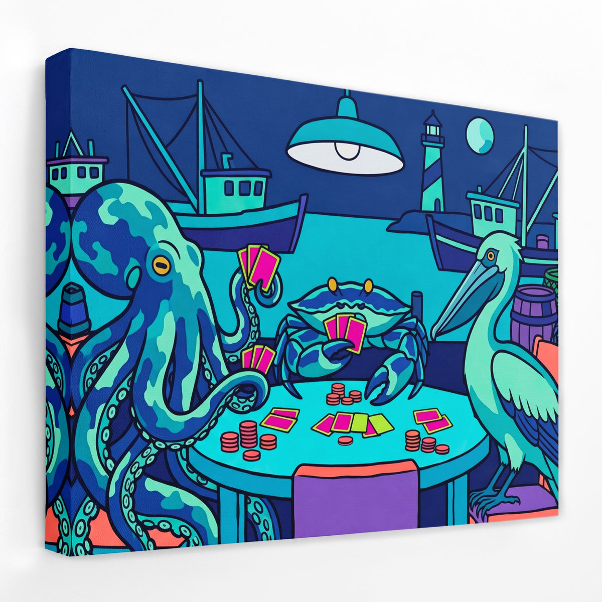 Octopus Midnight Poker — Octopus Midnight Poker Landscape   Side View   Mirror Wrap 154