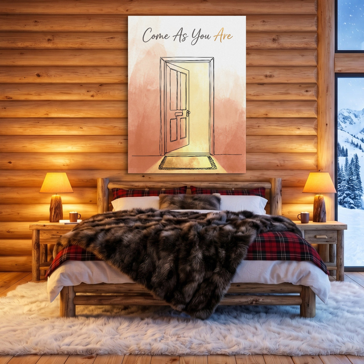 Open Door Welcome — open door welcome sq cozy cabin 1port flush print