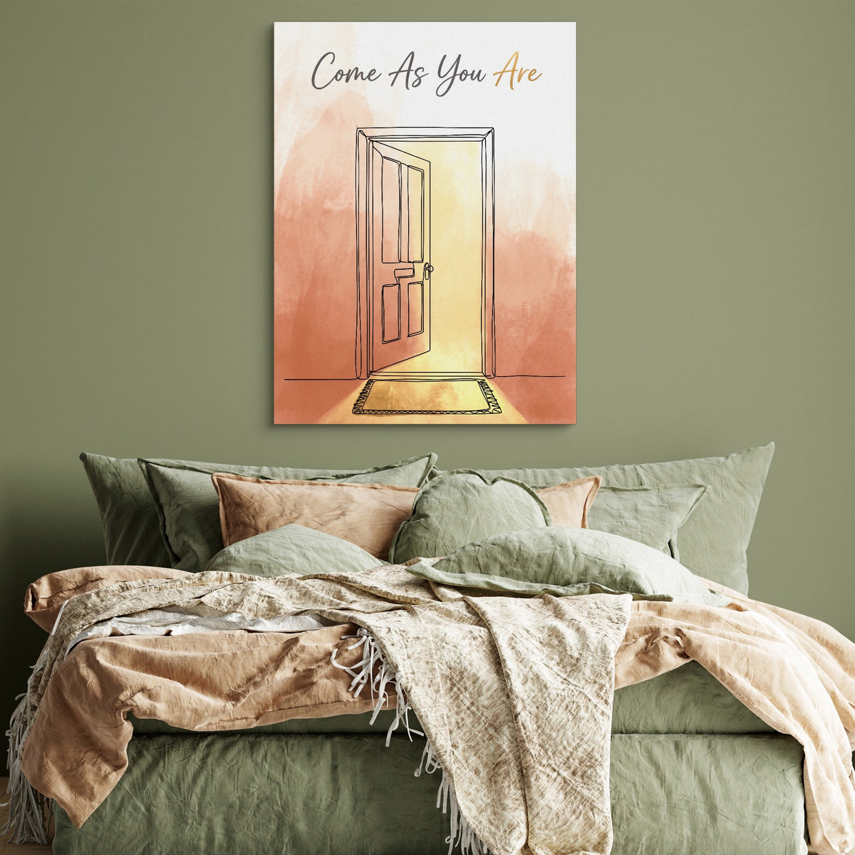 Open Door Welcome — open door welcome sq green bedroom 1port flush print