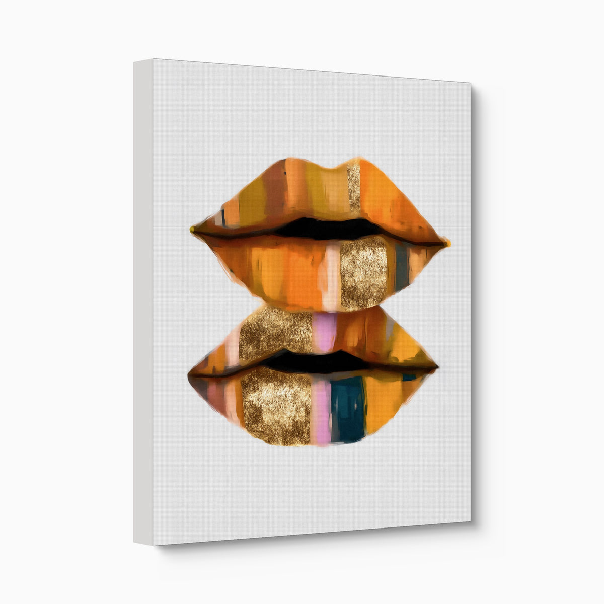 Orange Lips Gold — orange lips gold angled flush print
