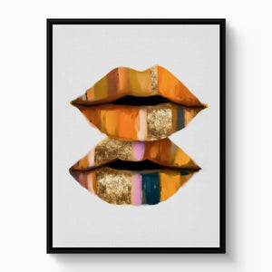 Orange Lips Gold — orange lips gold white studio framed black