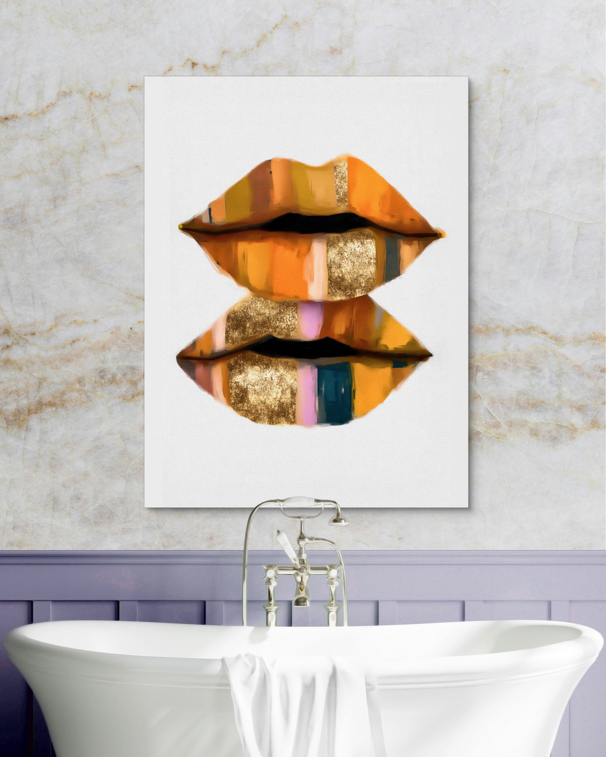 Orange Lips Gold — orange lips gold psd marble purple bath 1port flush print