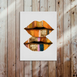 Orange Lips Gold — orange lips gold sq bed 2 wood panel 1port flush print