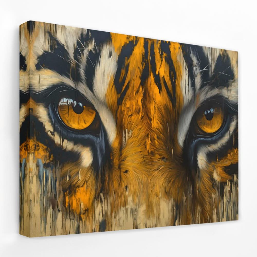 Orange Tiger Eyes - Animals Canvas Wall Art