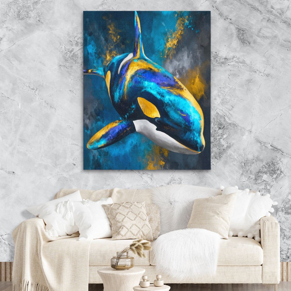 Orca Blue Silver — Orca Blue Silver Lux Couch Marble Walls 179