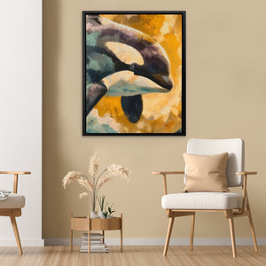 Orca Golden Surge - Luxury Wall Art