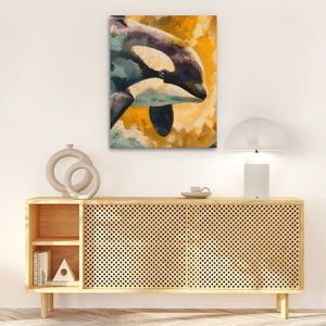 Orca Golden Surge - Luxury Wall Art
