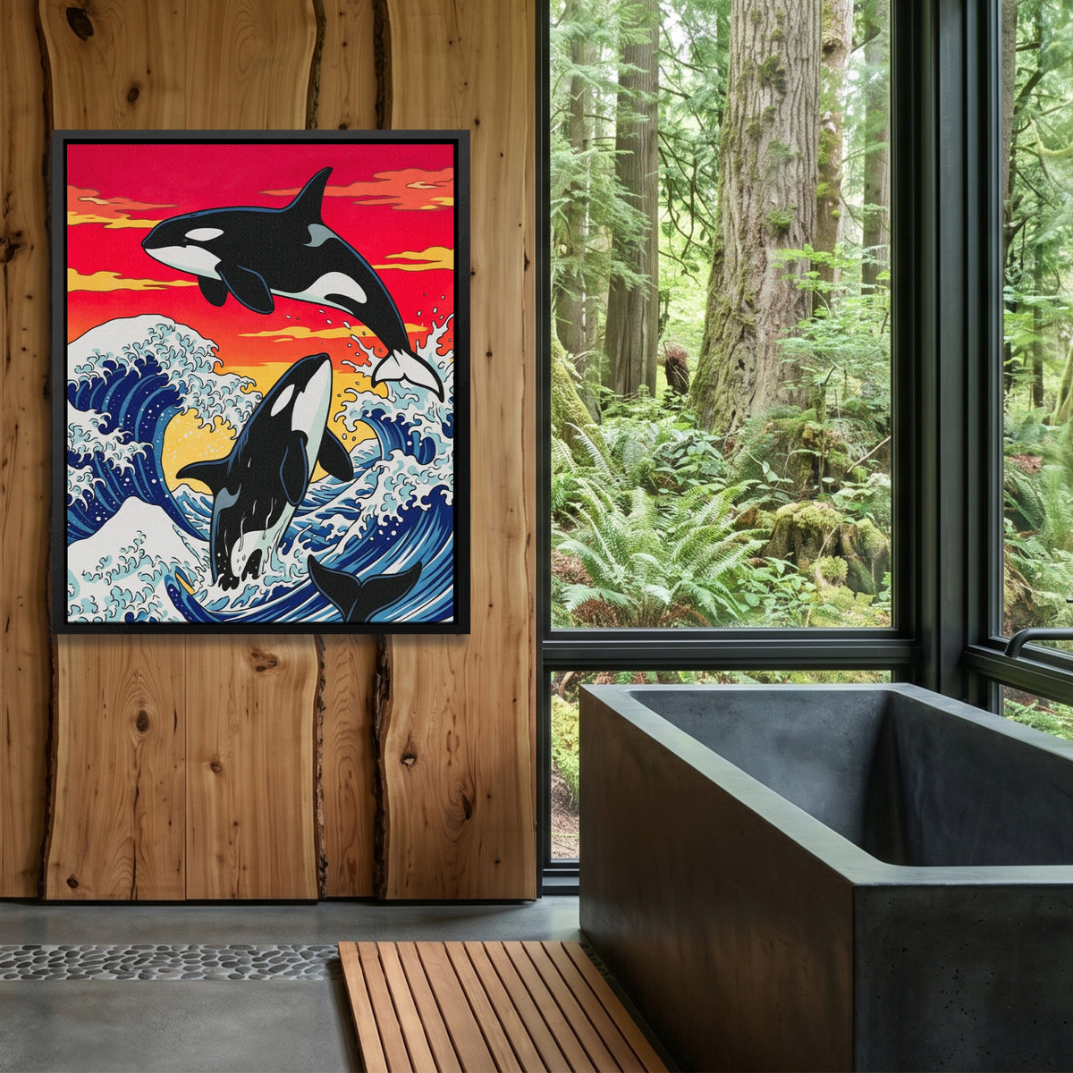 Orca Hokusai Wave — Orca Hokusai Wave Outdoor Bathroom Log Port 281