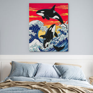 Orca Hokusai Wave — Orca Hokusai Wave Blue Bedroom 6
