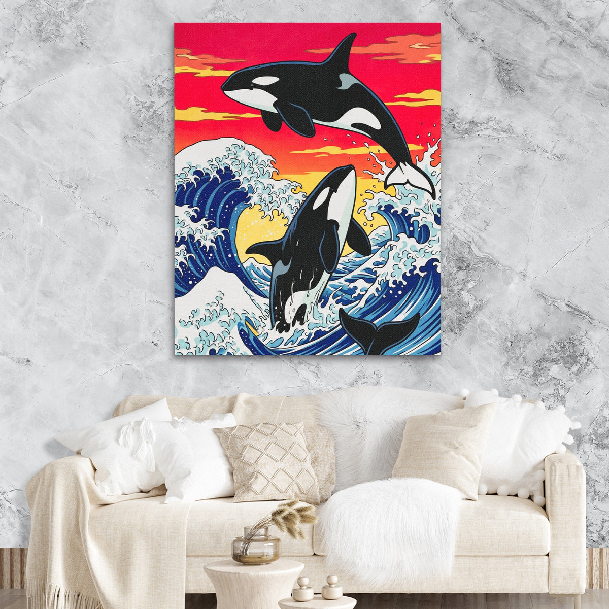 Orca Hokusai Wave — Orca Hokusai Wave Lux Couch Marble Walls 181