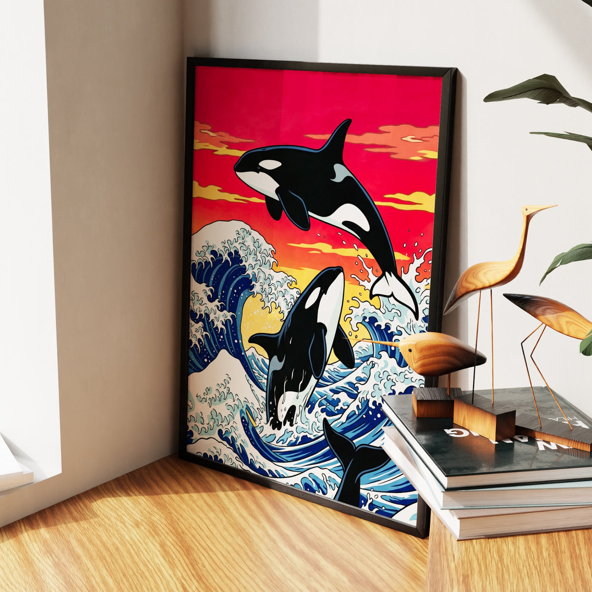Orca Hokusai Wave — Orca Hokusai Wave New   Living Room Wall Apartment Zoom 231