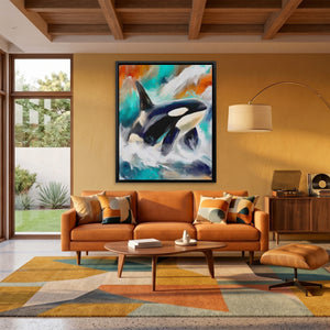 Orca Hunting Dance canvas wall art, room view
