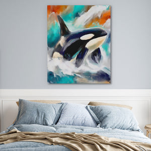 Orca Hunting Dance canvas wall art, room view