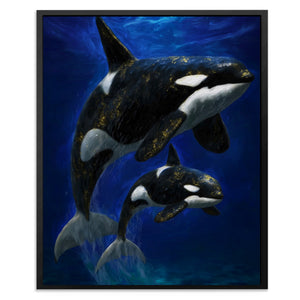 Orca Mother Calf canvas wall art
