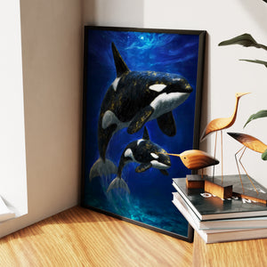 Orca Mother Calf — Orca Mother Calf New   Living Room Wall Apartment Zoom 233