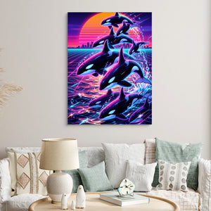 Orca Neon Breaching - Luxury Wall Art
