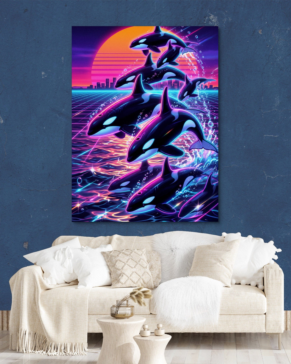 Orca Neon Breaching - Luxury Wall Art
