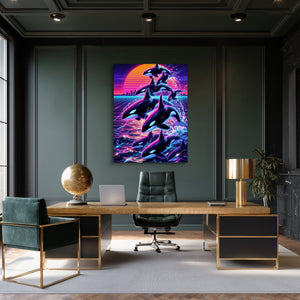 Orca Neon Breaching - Luxury Wall Art
