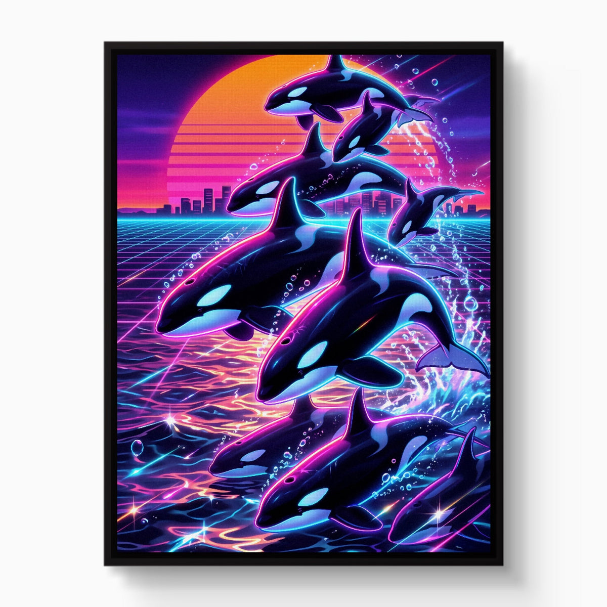 Orca Neon Breaching - Luxury Wall Art