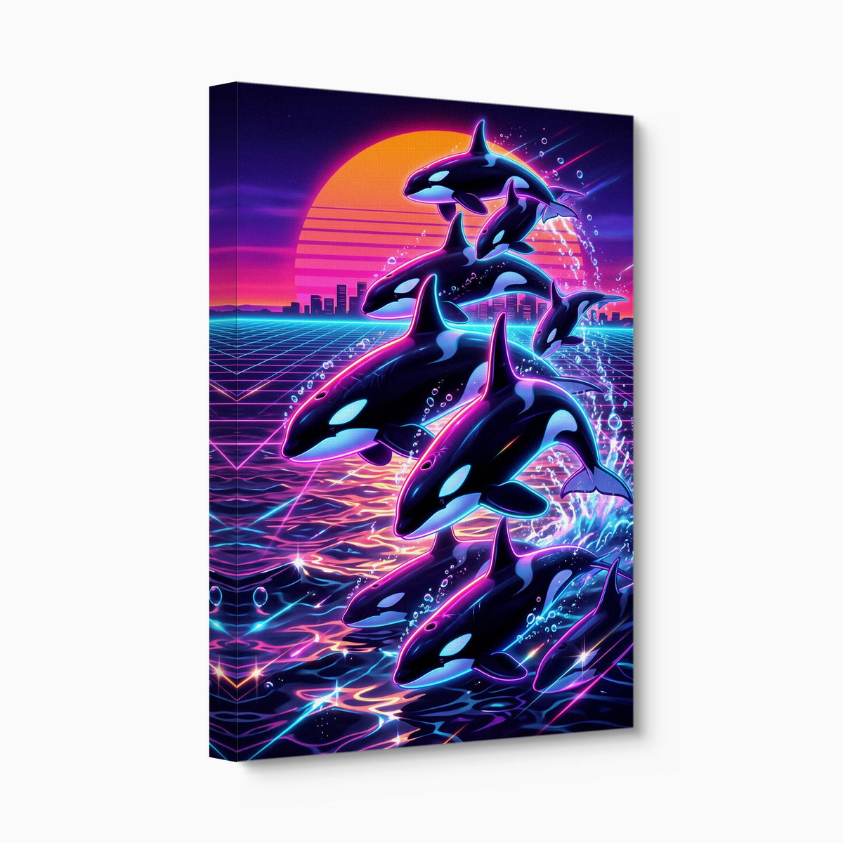 Orca Neon Breaching - Luxury Wall Art