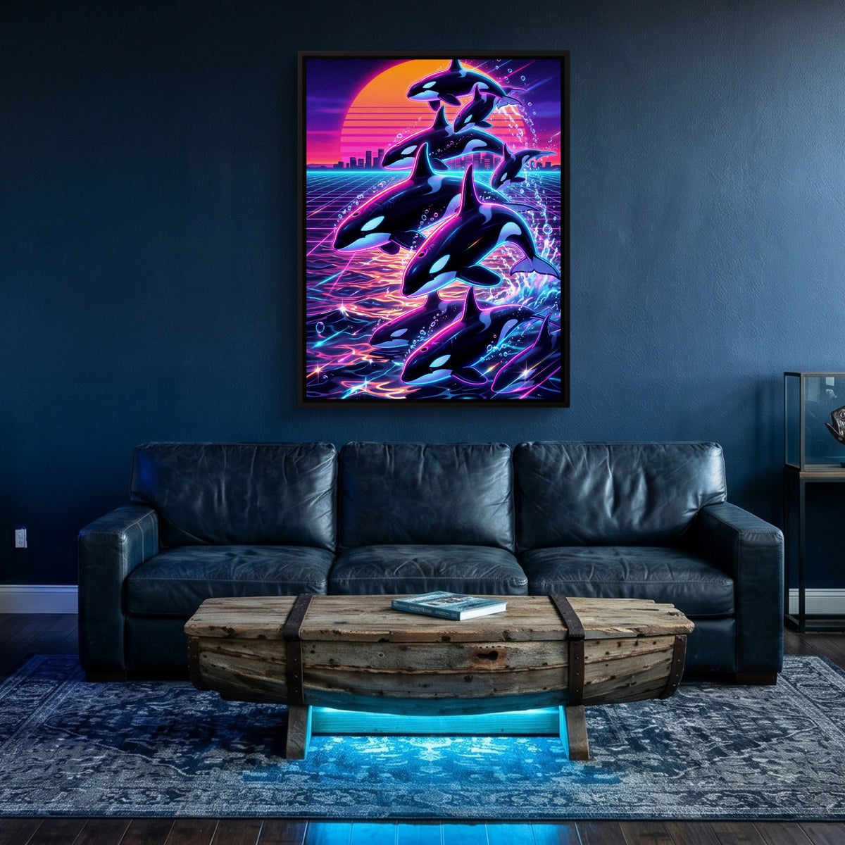 Orca Neon Breaching - Luxury Wall Art