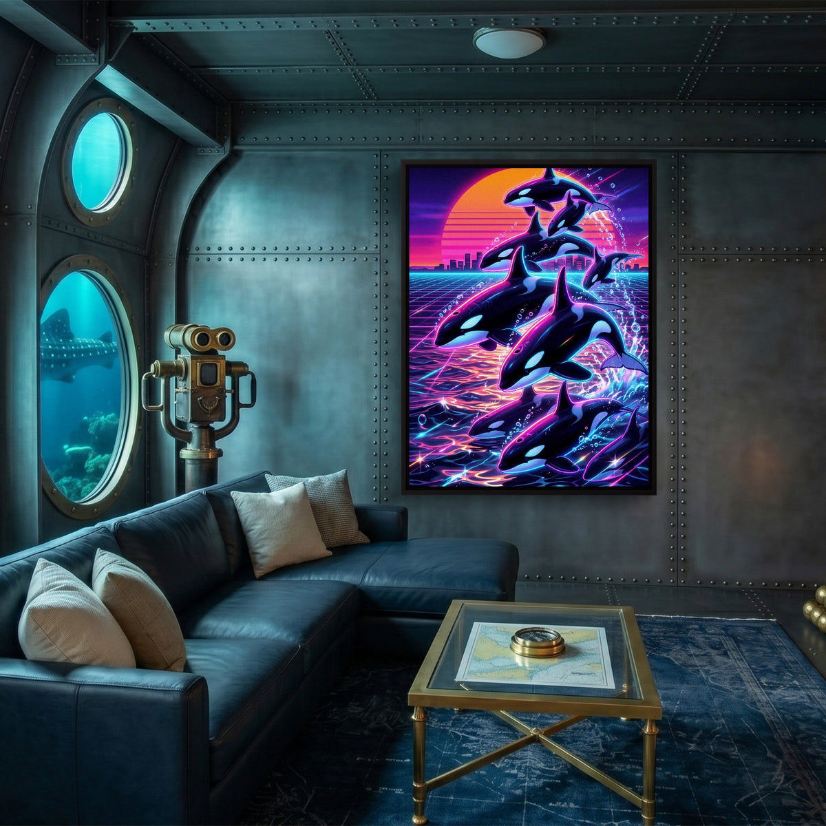 Orca Neon Breaching - Luxury Wall Art