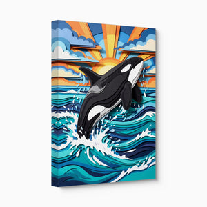 Orca Ocean Leap — orca ocean leap angled flush print