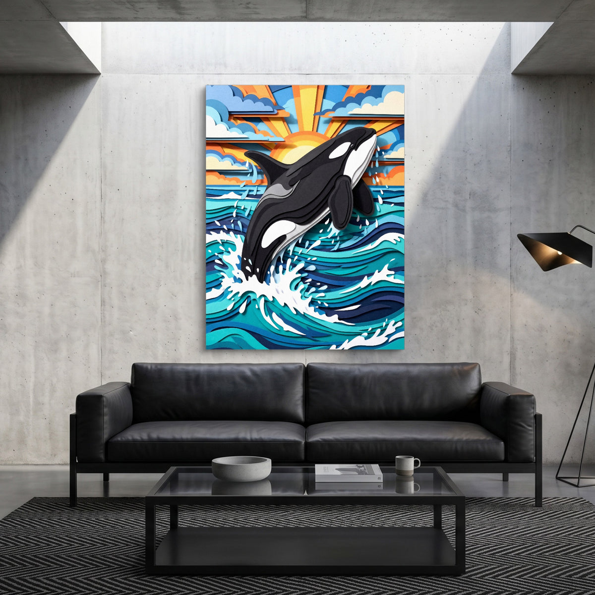 Orca Ocean Leap — orca ocean leap sq grey luxury 1port flush print